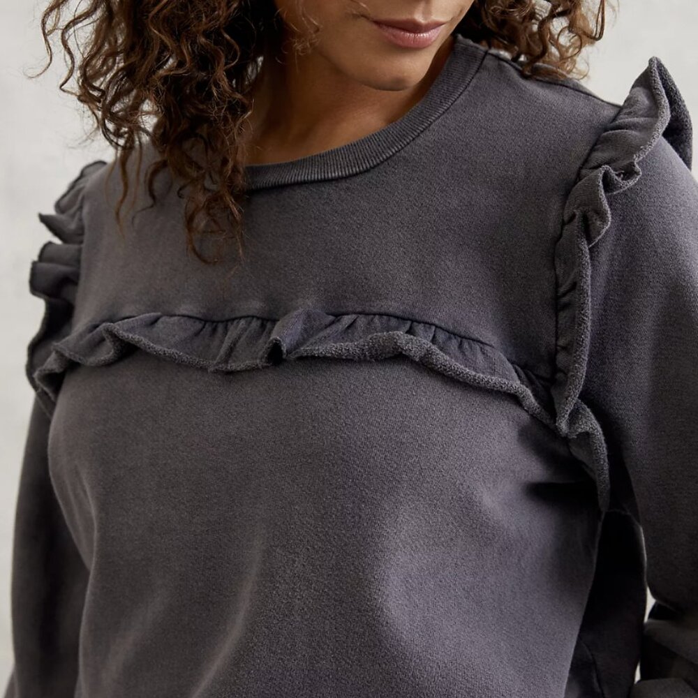 Anthropologie T.La Long Sleeve Ruffled Tilda Pullover Sweatshirt